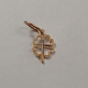 New 14k Yellow Gold Mini Four Leaf Clover Charm Pendant