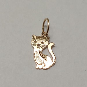 New 14k Yellow Gold Kitten Cat Charm Pendant