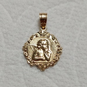 New 14k Gold Tiny Angel Cherub Charm Pendant