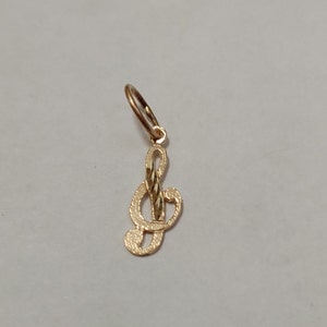 New 14k Yellow Gold Musical Note #2 Charm Pendant