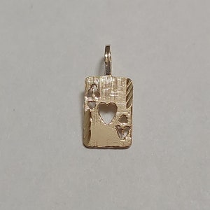 Nuevo colgante con dije de carta de as de corazones en oro amarillo de 14 k