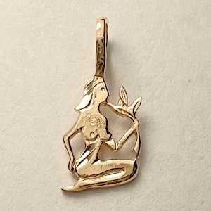 New 14k Yellow Gold Woman Virgo Zodiac Sign Charm Pendant
