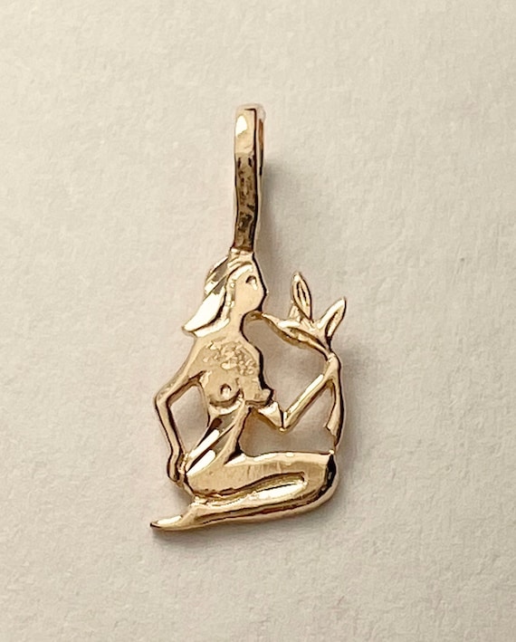 14k Solid Gelb Gold Winziger Anhänger Mit Amethyst Stein 4 Mm