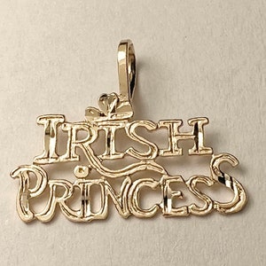 New 14k Yellow Gold Irish Princess Charm Pendant