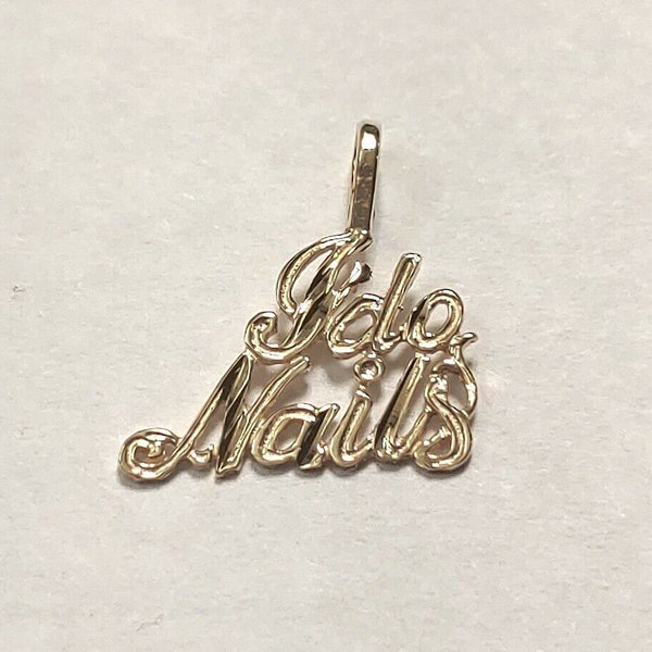 New 14k Yellow Gold I Do Nails Charm Pendant