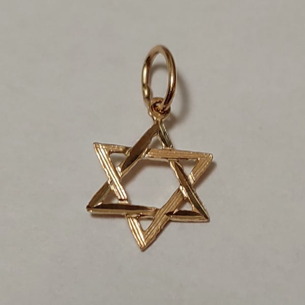 New 14k Yellow Gold Small Star of David Charm Pendant