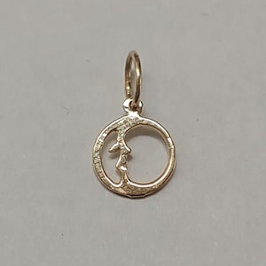 New 14k Yellow Gold Tiny Moon Charm Pendant