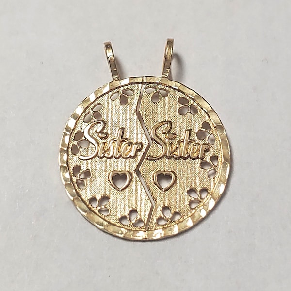 Nieuwe 14k gouden breekbare zuster-zus bedelhanger