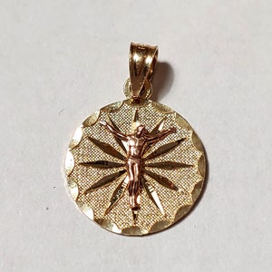 New 2 Tone 14k Gold Coin Jesus Charm Pendant