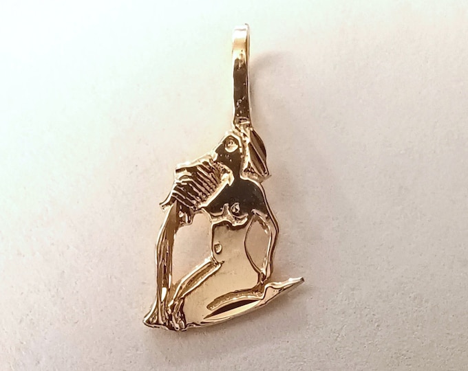 New 14k Yellow Gold Woman Aquarius Zodiac Charm Pendant