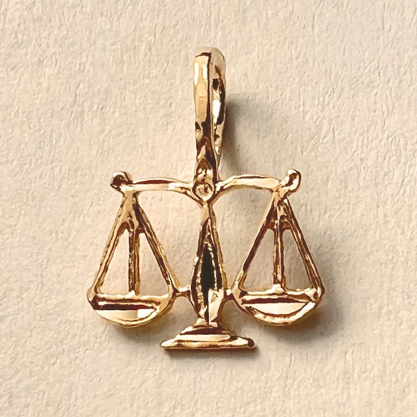 Nouveau pendentif à breloques signe du zodiaque Balance en or jaune 14 carats