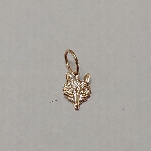 New 14k Yellow Gold Fox Head Charm Pendant