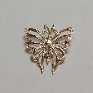 New 14k Yellow Gold Detailed Butterfly #3 Charm Pendant