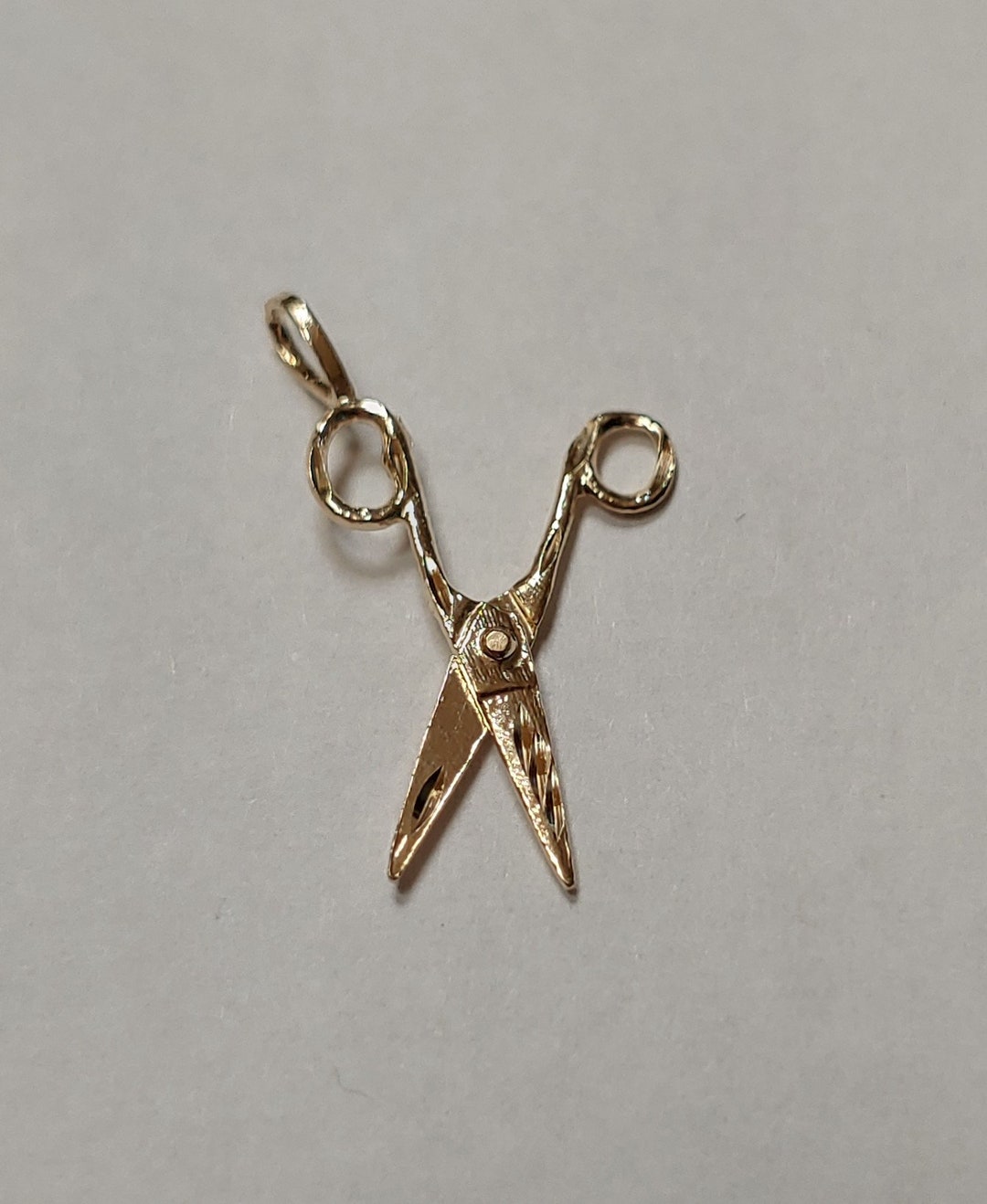 New 14k Yellow Gold Scissors Charm Pendant Etsy