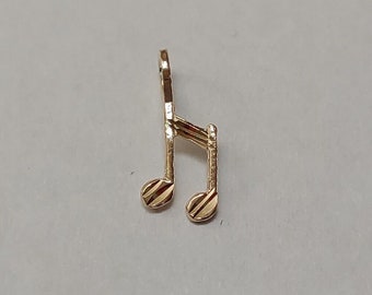 New 14k Yellow Gold Music Note Charm Pendant