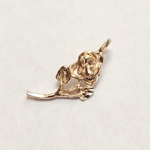 New 14k Gold Flower Rose Charm Pendant