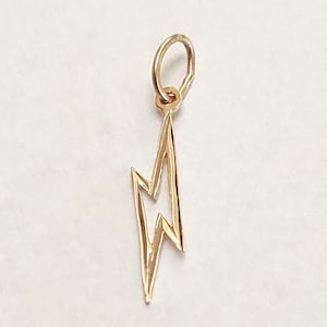 New 14k Gold Lightning Bolt Charm Pendant