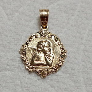 New 14k Gold Angel Cherub Charm Pendant