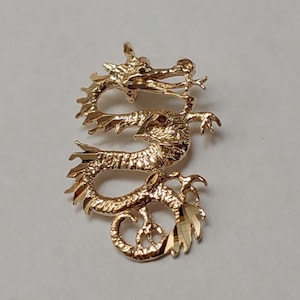 New 14k Yellow Gold Dragon Charm Pendant