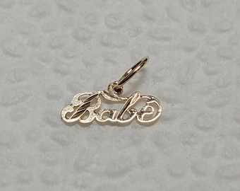 New 14k Yellow Gold Babe Charm Pendant