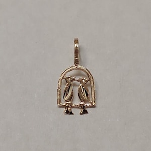 New 14k Yellow Gold Lover Birds Charm Pendant