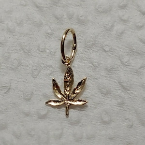 New 14k Cannabis Marijuana Weed Charm Pendant