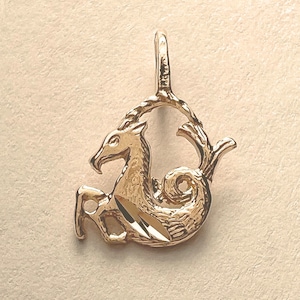 New 14k Yellow Gold Capricorn Zodiac Sign Charm Pendant