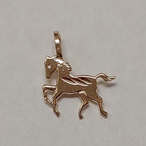 New 14k Yellow Gold Horse Stallion Charm Pendant