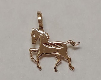 Neuer 14k Gelbgold Pferd Hengst Charm Anhänger