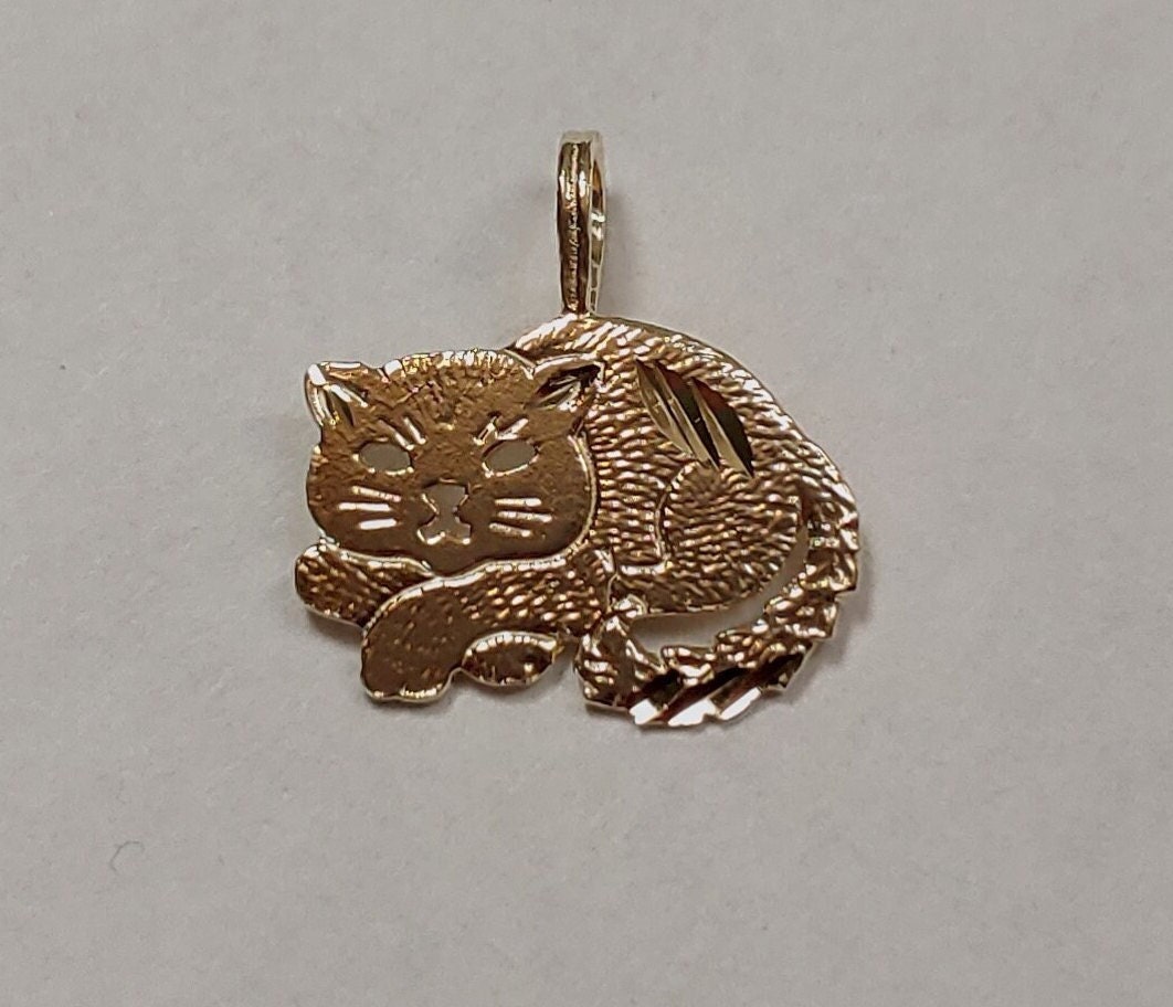 14K Yellow Gold Cat Charm Bracelet — Antique Jewelry NYC