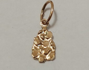 New 14k Yellow Gold Nugget Charm Pendant