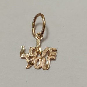 New 14k Yellow Gold Small I Love You Charm Pendant