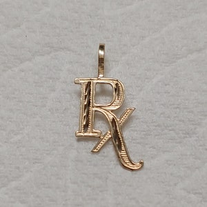 New 14k Yellow Gold Rx Medical Charm Pendant