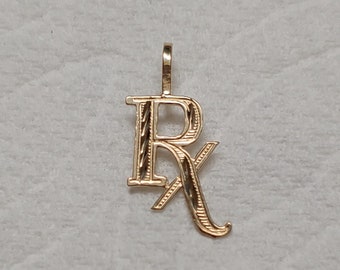 Nouveau pendentif à breloque médicale Rx en or jaune 14 carats