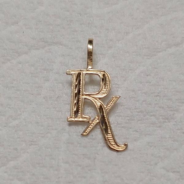 New 14k Yellow Gold Rx Medical Charm Pendant