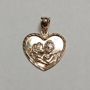 New 14k Gold Angels Cherub Kissing Love Charm Pendant
