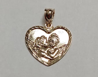 New 14k Gold Angels Cherub Kissing Love Charm Pendant