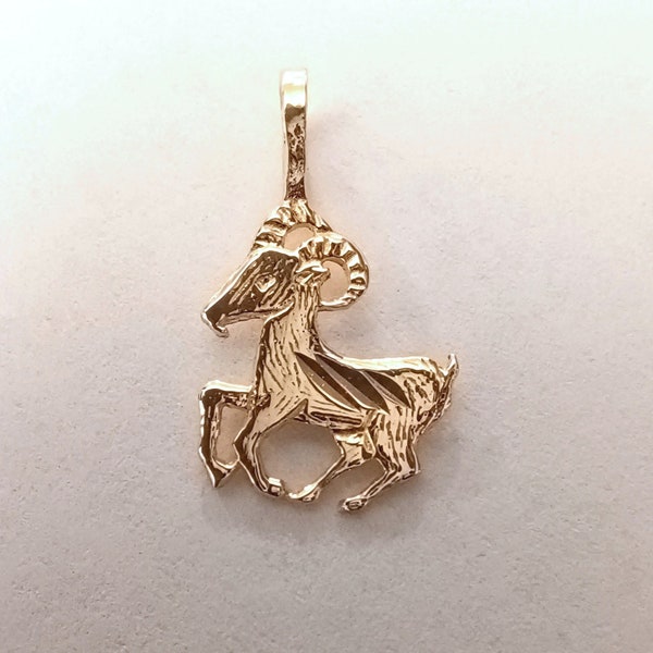 New 14k Yellow Gold Goat Ram Zodiac Charm Pendant