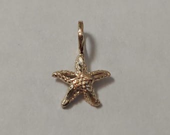 New 14k Yellow Gold Small Starfish Charm Pendant