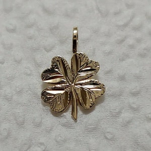 New 14k 4 Leaf Clover Lucky Charm Pendent