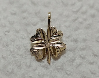 New 14k 4 Leaf Clover Lucky Charm Pendent