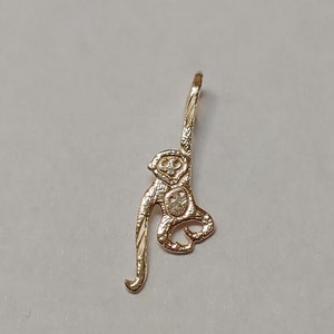 New 14k Yellow Gold Hanging Monkey Charm Pendant