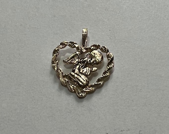 New 14k Gold Angel Praying Charm Pendant