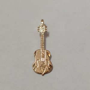 New 14k Yellow Gold Guitar Instrument Charm Pendant