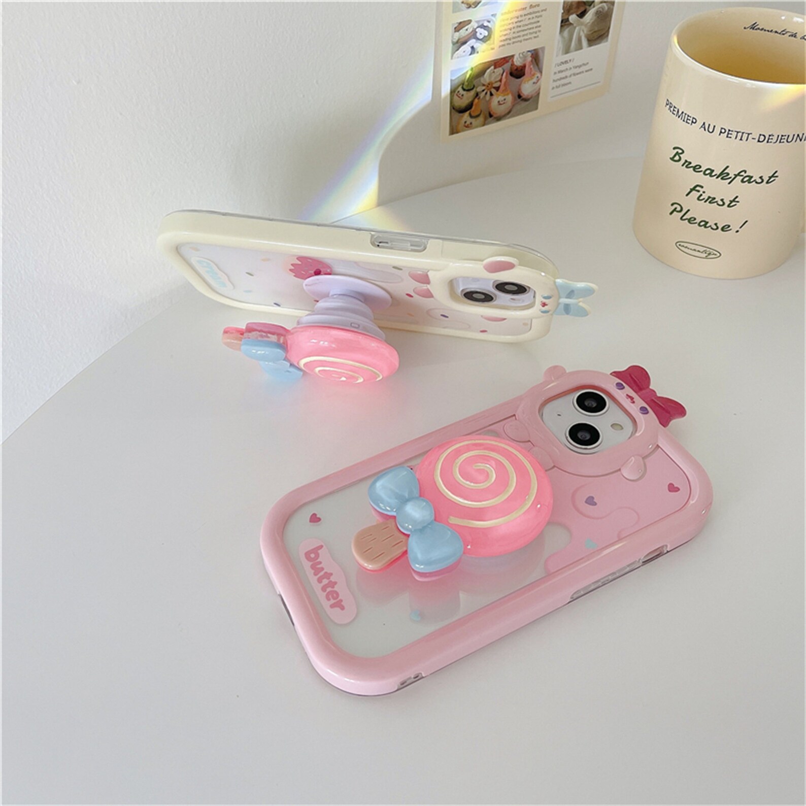 Cute Iphone Case Cream Lollipop Bracket Little Monster Lens - Etsy