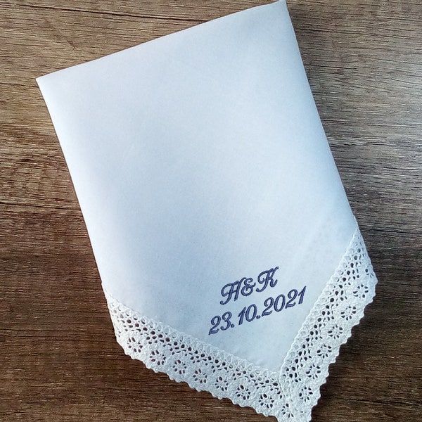 Taschentuch mit persönlichem Monogramm/Personalized Handkerchief/Braut Taschentuch
