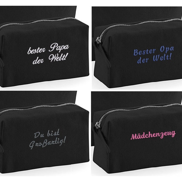 Personalized toiletry bag/accessory case with text embroidered embroidered embroidered on one side/Custom Embroidered small Bag