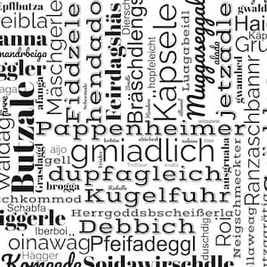 Poster | Schwäbische Wortwolke | Quadrat | Badezimmer Bild | Badezimmer Poster | Dekor | Gäste WC Bild | Schwaben | Toilette Deko