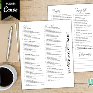 Sellers & Buyers Agent Transaction Checklist, Modern Realtor, Realtor Marketing Tool, Lead Magnet, Sellers Agent, Transaction Coordinator