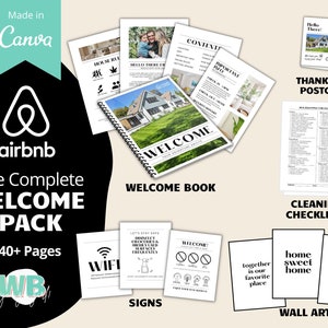 Airbnb Guest Book Template, Airbnb welcome book template, Airbnb host bundle, House manual airbnb, Vacation rental VRBO welcome book